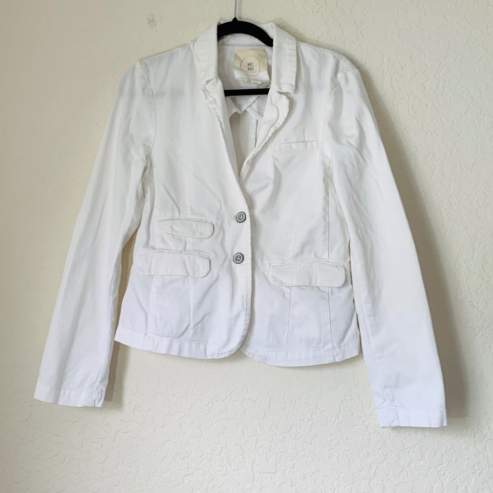Hei Hei Blazer Jacket Women S White Cotton Office Coastal Resort Quiet Luxury